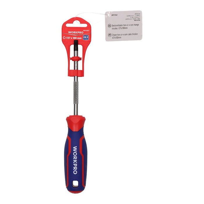 Workpro Destornillador Torx T27 x 100 mm Punta Magnética Negra Cuerpo Cromo-Vanadio Mango Ergonómico