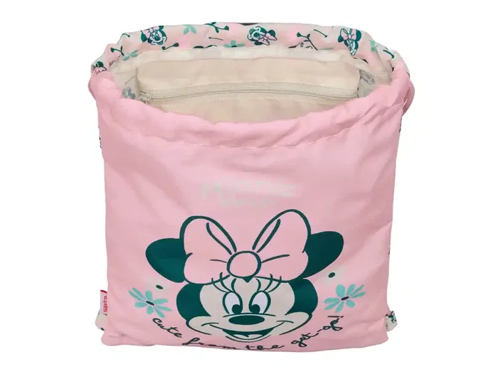 Bolsa Mochila con Cuerdas Minnie Mouse Minty Rosa 26 x 34 x 1 cm