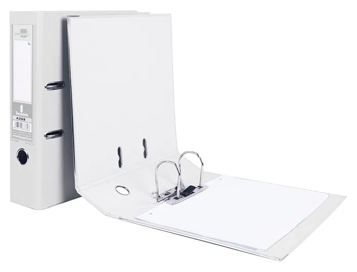 Liderpapel Archivador de Palanca A4 Documenta Forrado PVC con Rado Lomo 75mm Blanco, Compresor Metálico