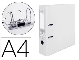 Liderpapel Archivador de Palanca A4 Documenta Forrado PVC con Rado Lomo 75mm Blanco, Compresor Metálico