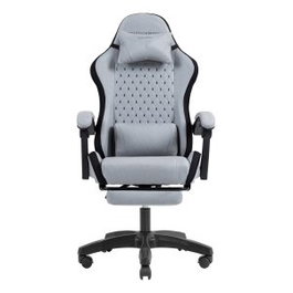 Mars Gaming Silla Gamer MGCXFSB Reclinable con Reposapiés Extensible, Tela Negra y Plata