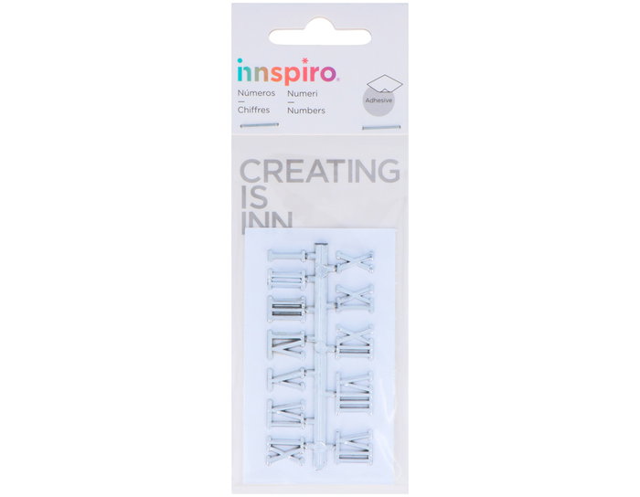 Innspiro Números Romanos de plástico adhesivos plateados 10mm