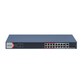 Hikvision DS-3E1318P-EI(B) Switch de Red Gestionado, PoE+, 16 Puertos Fast Ethernet (10/100) + 2 SFP, Presupuesto 230W