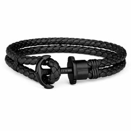 Paul Hewitt Pulsera de Cuero Negra PH-L-B-B-XL