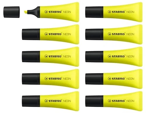 Stabilo Marcador Fluorescente Neón Amarillo Caja 10 UD