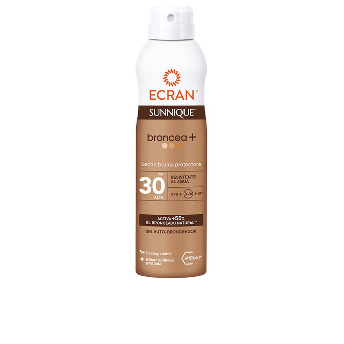 ECRAN Sunnique Broncea+ Protector Solar Corporal en Spray SPF30 250 ml - Bruma que Activa el Bronceado un 55%, Resistente al Agua ECRAN Sunnique Broncea+ Protector Solar Corporal en Spray SPF30 250 ml - Bruma que Activa el Bronceado un 55%, Resistente al Agua