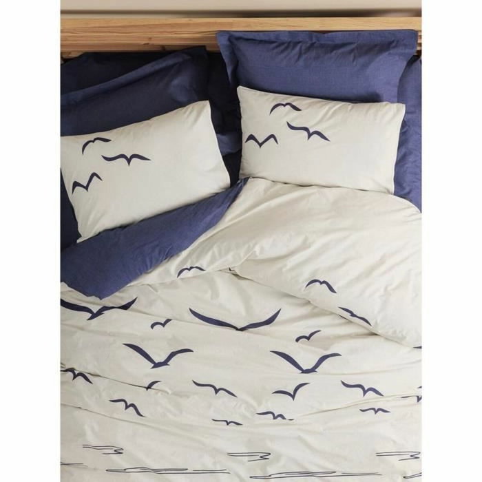 Aucune Juego de Cama Azul 100% Algodón con Funda Nórdica y 2 Fundas de Almohada Aucune Juego de Cama Azul 100% Algodón con Funda Nórdica y 2 Fundas de Almohada