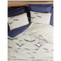 Aucune Juego de Cama Azul 100% Algodón con Funda Nórdica y 2 Fundas de Almohada