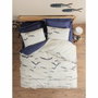 Aucune Juego de Cama Azul 100% Algodón con Funda Nórdica y 2 Fundas de Almohada