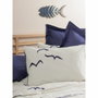 Aucune Juego de Cama Azul 100% Algodón con Funda Nórdica y 2 Fundas de Almohada
