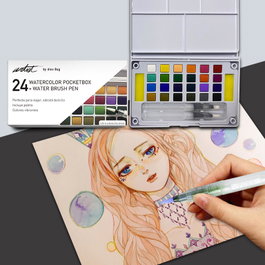 ARTIST BY ALEX BOG Estuche 24 acuarelas pocketbox artist con pincel brush surtidos