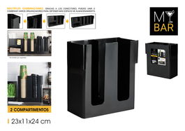 My Bar Organizador Vasos-Tapas 2 Secciones 11 cm x 23 cm x 24 cm (6 Unidades)
