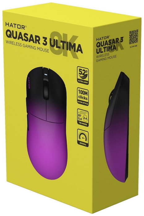Hator Quasar 3 Ultima ratón gaming inalámbrico 30000 dpi fioletowy
