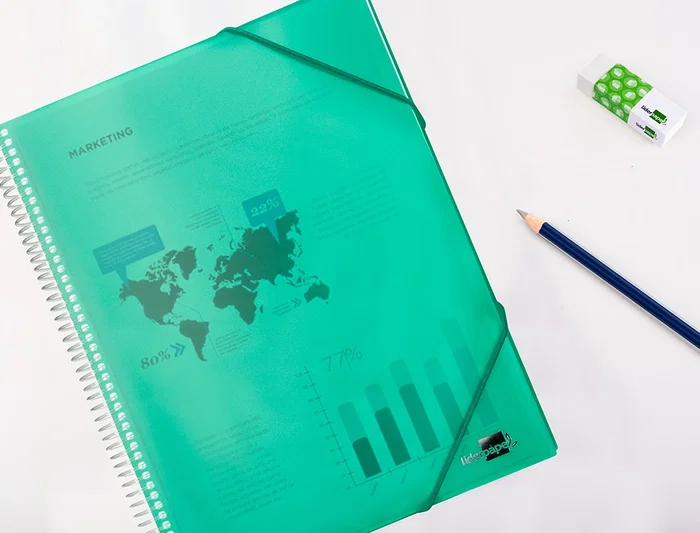 Liderpapel Carpeta Escaparate con Espiral 20 Fundas Polipropileno DIN A5 Verde