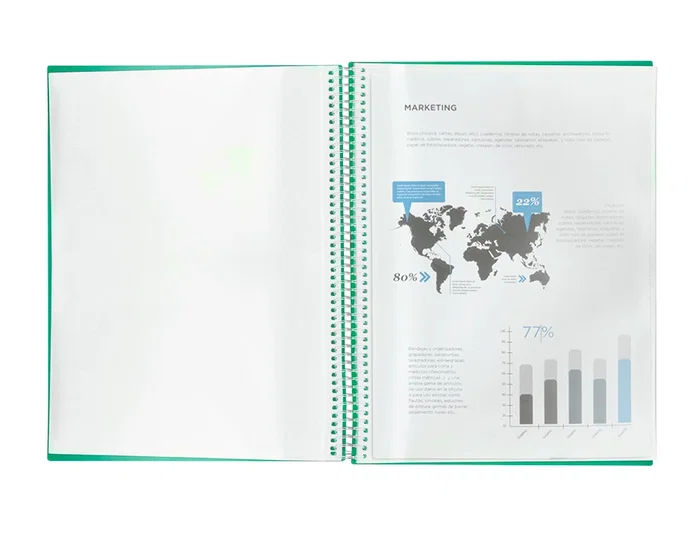 Liderpapel Carpeta Escaparate con Espiral 20 Fundas Polipropileno DIN A5 Verde