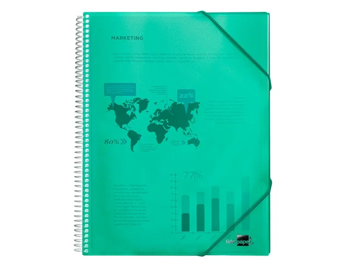 Liderpapel Carpeta Escaparate con Espiral 20 Fundas Polipropileno DIN A5 Verde