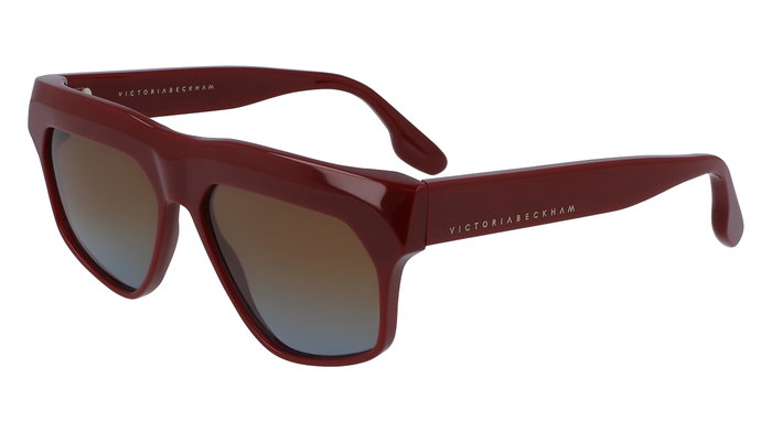 Victoria Beckham VB603S-604 con cristales marrón degradado y montura roja Victoria Beckham VB603S-604 con cristales marrón degradado y montura roja