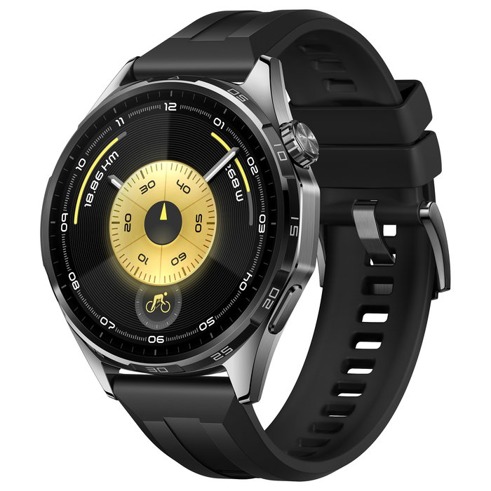 HUAWEI WATCH GT6 46mm Smartwatch AMOLED 1.47", Pantalla Táctil, 64GB, GPS, Monitoreo Cardíaco y Sueño, 21 Días Batería, Negro con Correa Fluoroelastómero