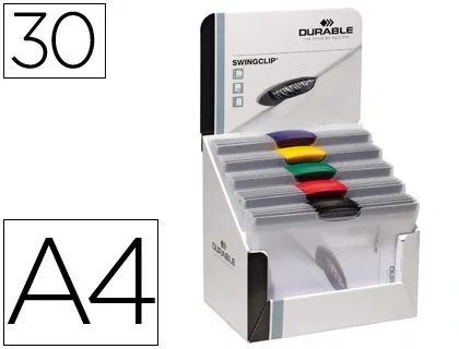 Durable Carpeta Swingclip Dossier Pinza Lateral y Giratoria DIN A4 Capacidad 30 Hojas Colores Surtidos Durable Carpeta Swingclip Dossier Pinza Lateral y Giratoria DIN A4 Capacidad 30 Hojas Colores Surtidos
