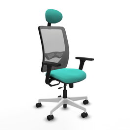 PIQUERAS Y CRESPO Silla de oficina Zulema con mecanismo Sincro/Traslack, Turquesa y Gris