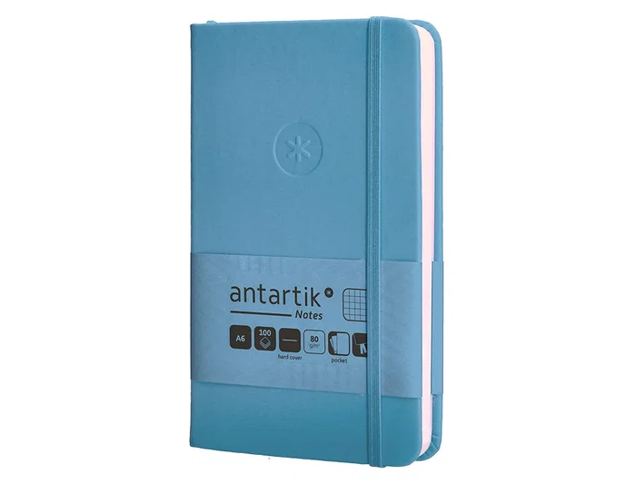Antartik Cuaderno A6 Tapa Dura Hojas Cuadriculadas Azul Claro 100 Hojas 80gr FSC
