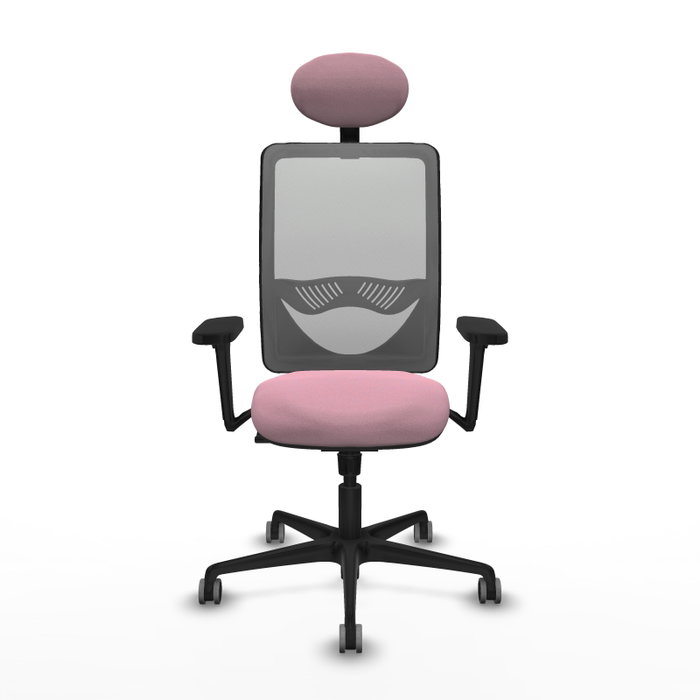 PIQUERAS Y CRESPO Silla de oficina Zulema Rosa y Gris con mecanismo Sincro