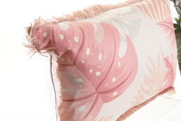 DKD Home Decor Cojin Tropical Coral Verde Hojas Polyester 10 x 30 x 50 cm (4 Unidades)