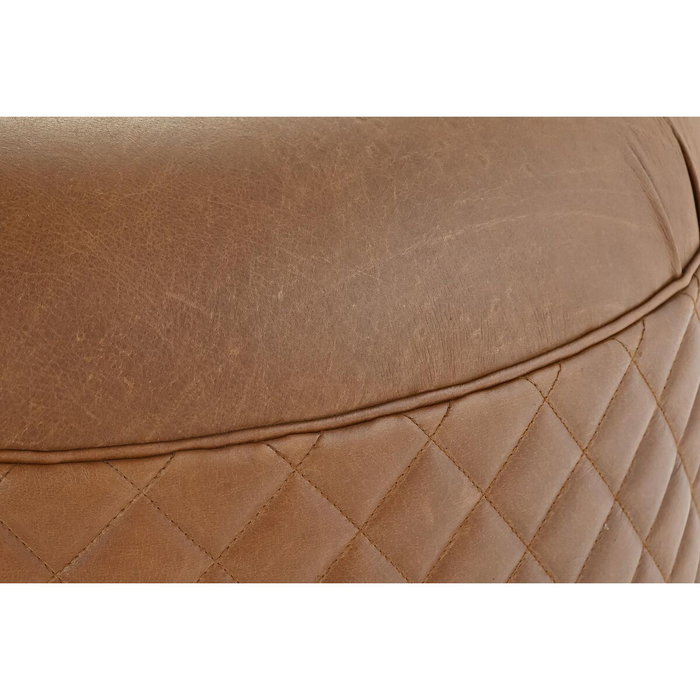DKD Home Decor Reposapiés de Madera y Piel Marrón
