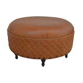 DKD Home Decor Reposapiés de Madera y Piel Marrón