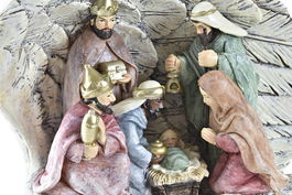 DKD Home Decor Nacimiento Navidad Tradicional Beige Multicolor Resina 8 x 12 x 20 cm