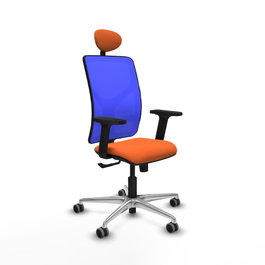 PIQUERAS Y CRESPO Silla de oficina Motilla con mecanismo Sincro, Tela Naranja y Malla Azul