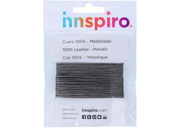 Innspiro Cordón de cuero metálico plateado envejecido 2,0mm 5m