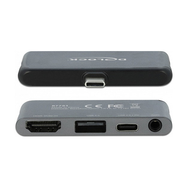 DeLOCK Mini estación de acoplamiento para iPad Pro y dispositivos móviles 4K 60 Hz Gris