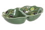 DKD Home Decor Bol de Gres Doble Olivo Relieve Verde Oscuro