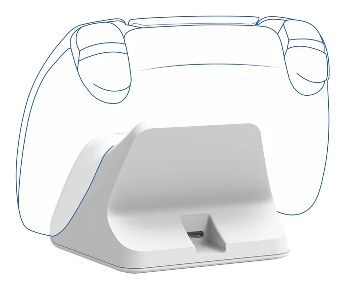 Trust Base de Carga Rápida GXT 255W para PS5 DualSense, Soporte de Recarga con LED Blanco, Cable USB-C Incluido