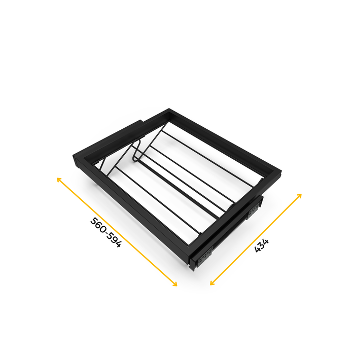 Emuca Kit de zapatero metálico y bastidor de guías cierre suave para armario, regulable, módulo 600mm, Negro texturizado