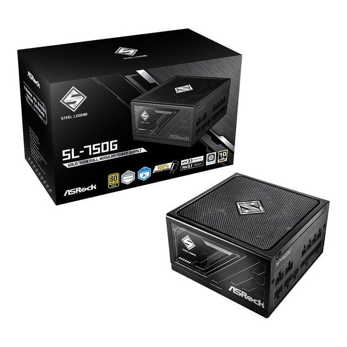 ASRock Steel Legend SL-750G 750W 80 Plus Gold Modular ATX 3.1 Fuente Alimentación Negra ASRock Steel Legend SL-750G 750W 80 Plus Gold Modular ATX 3.1 Fuente Alimentación Negra