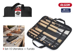 Algon Bbq Set de 10 piezas para barbacoa con funda