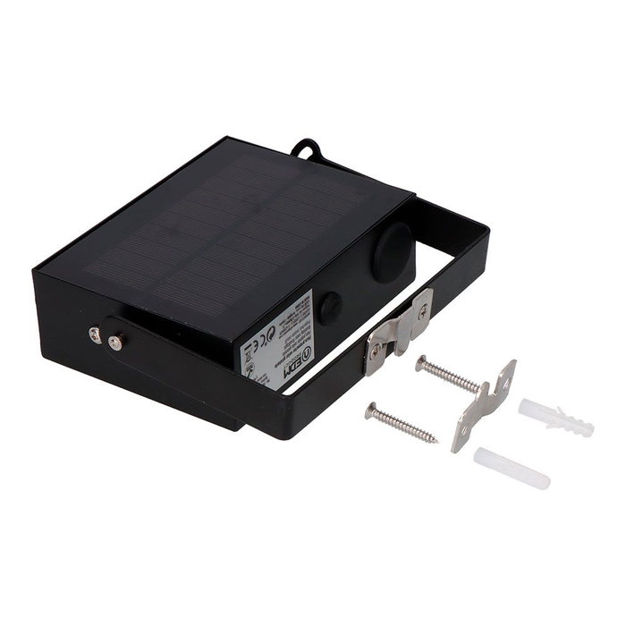 EDM Foco Proyector Solar Basculante 7W, 700LM, 6500K Luz Fría, con Sensor de Movimiento y Crepuscular, Autonomía 6-8h, IP54, Negro