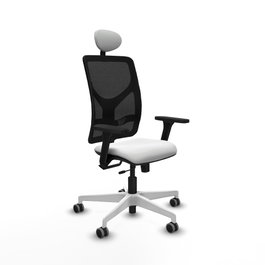 PIQUERAS Y CRESPO Silla de oficina Motilla con mecanismo Sincro/Traslack, Blanco/Negro