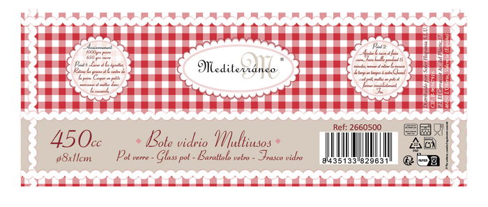 Mediterraneo Bote Vidrio 450Cc C/Tapa "16R 8x11cm (12 Unidades)