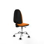 Silla de oficina Algarra con mecanismo Contacto permanente básico tapizada con Similpiel color Naranja. Equipada con Base cromada, Sin brazos y Ruedas de parqué