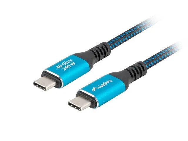 Lanberg Cable USB-C USB4 Gen 2x2 0,5 m 240W 8K 60Hz Negro, Azul