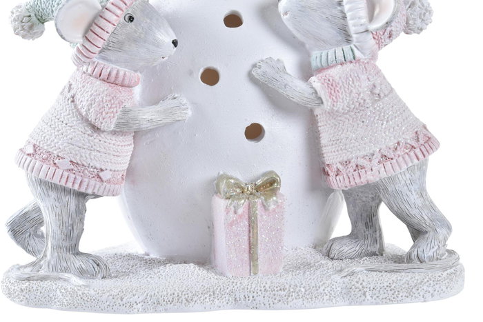 DKD Home Decor Figura de Resina con LED Rosa