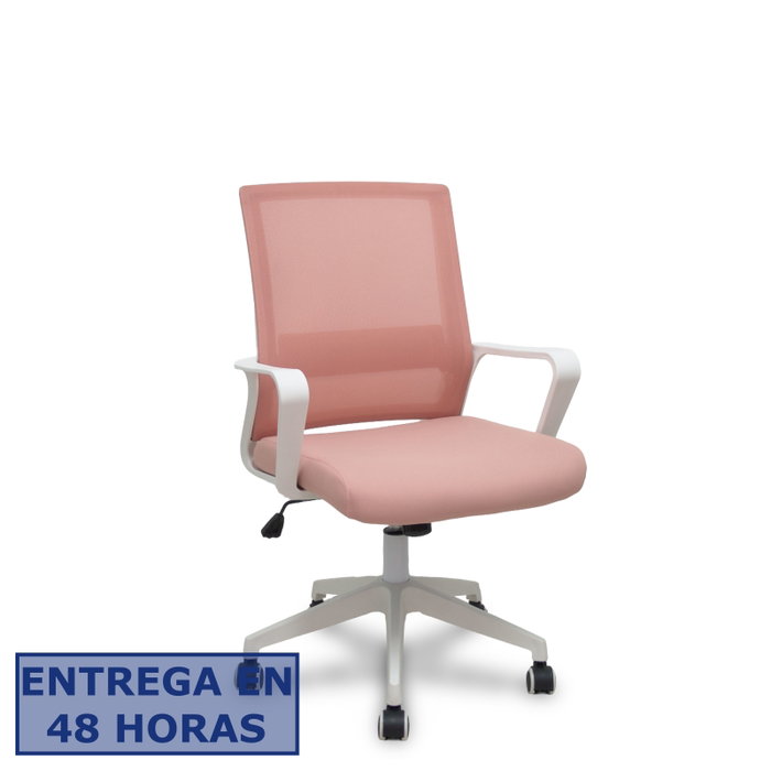 FORÖL Silla de oficina Ergo535 Rosa con mecanismo basculante y respaldo de malla