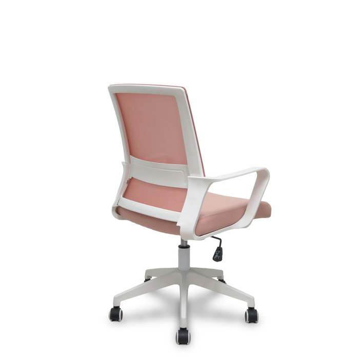 Silla de oficina Ergo535 con mecanismo Basculante tapizada con Tela color Rosa. Equipada con lumbar Fijo, Brazos fijos y Ruedas de nailon 50 mm Silla de oficina Ergo535 con mecanismo Basculante tapizada con Tela color Rosa. Equipada con lumbar Fijo, Brazos fijos y Ruedas de nailon 50 mm
