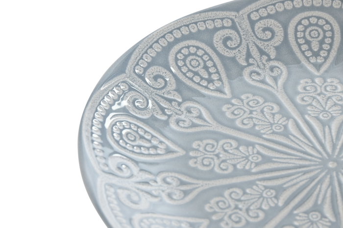 DKD Home Decor Set de 4 Platos de Gres Mandala 24 Azul