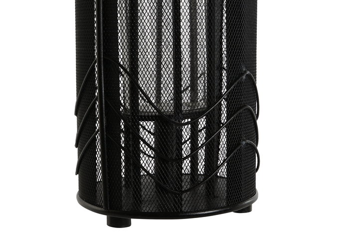 DKD Home Decor Portavela Colonial Negro Metal y Ratan 21.5 x 21.5 x 43.5 cm