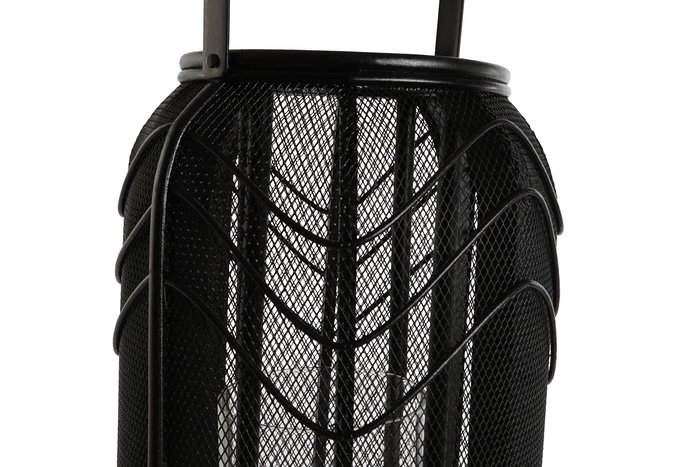 DKD Home Decor Portavela Colonial Negro Metal y Ratan 21.5 x 21.5 x 43.5 cm