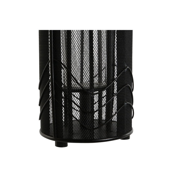 DKD Home Decor Portavelas Metal y Ratán Negro